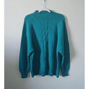 Potomac Collection Womens Sweater Pullover Knit Mock Neck Green Size 3X